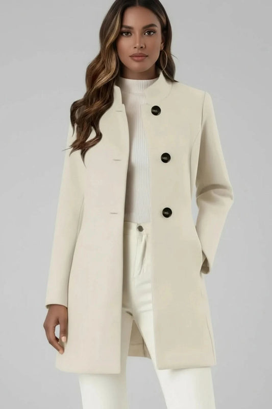 Italian-Inspired Long Coat with Mandarin Collar