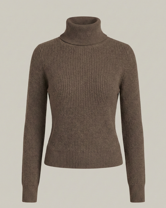 Women’s Ribbed High-Neck Jumper in Premium Knit