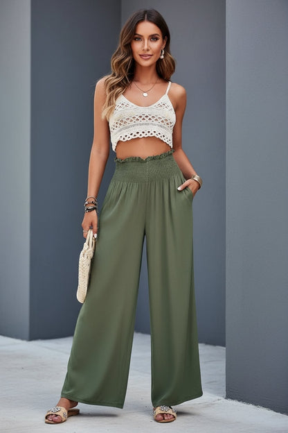 High-Waist Wide-Leg Pants – Lightweight Fabric