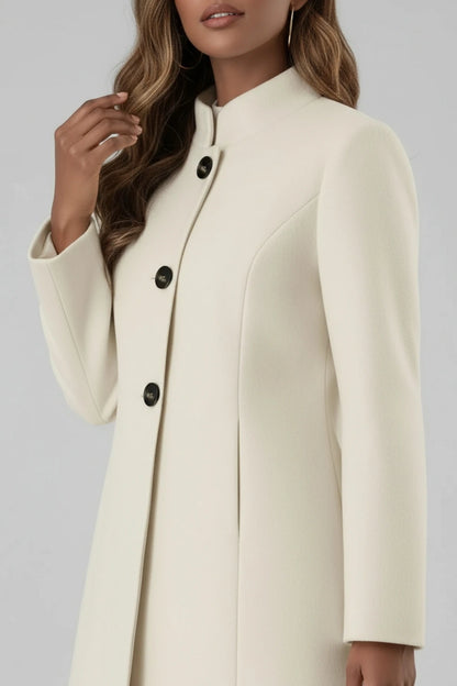 Italian-Inspired Long Coat with Mandarin Collar