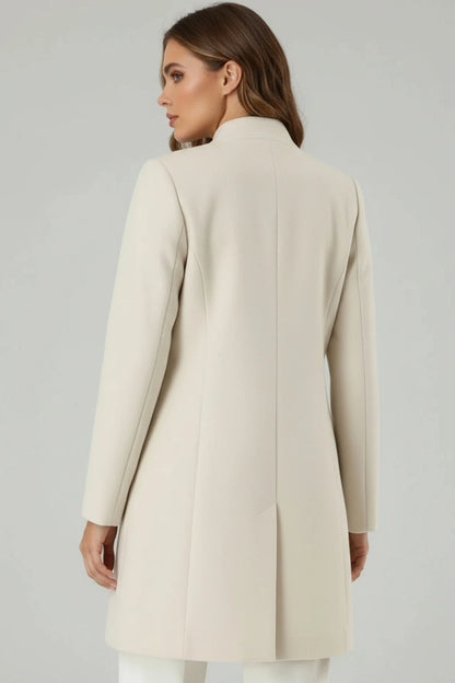 Italian-Inspired Long Coat with Mandarin Collar