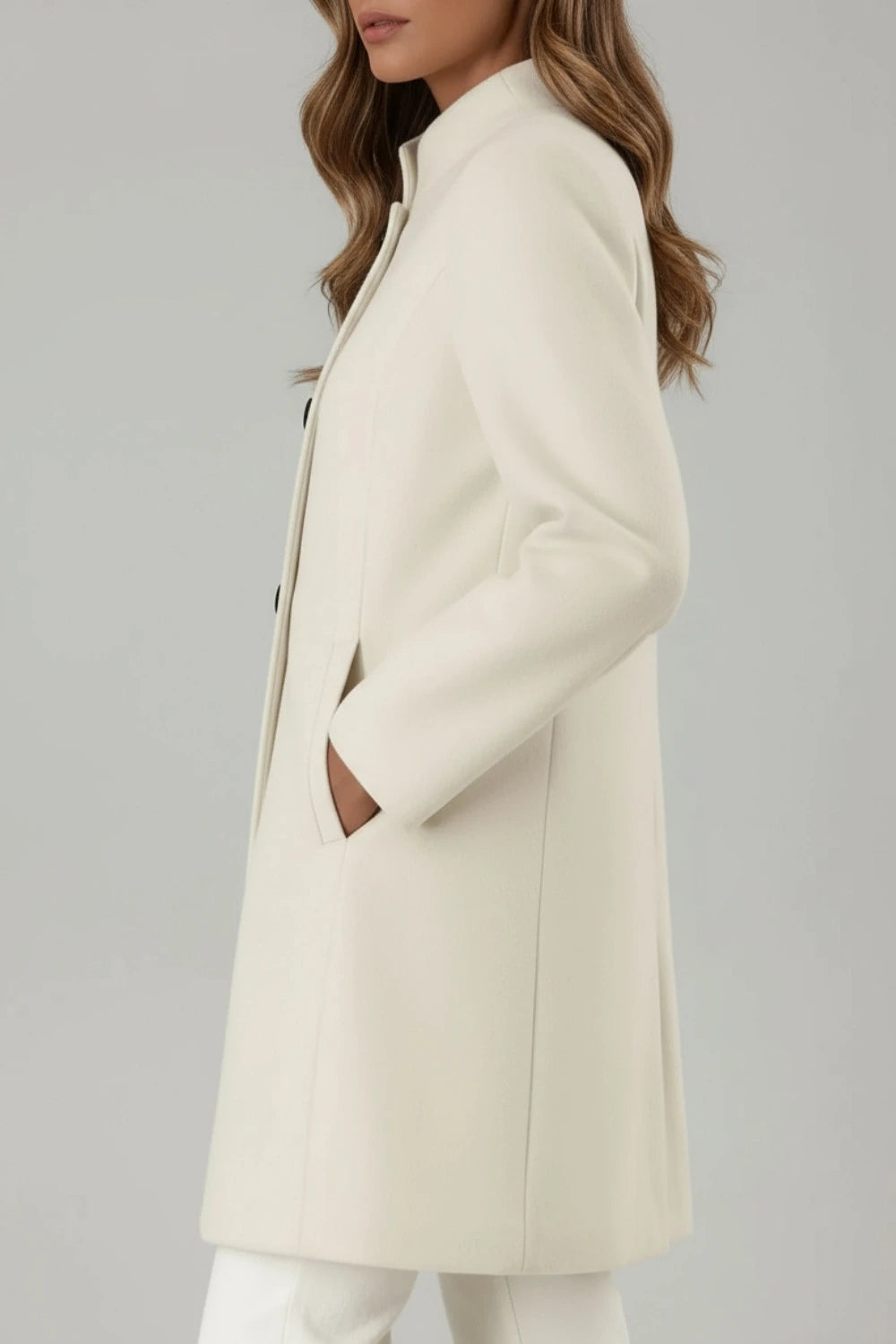 Italian-Inspired Long Coat with Mandarin Collar