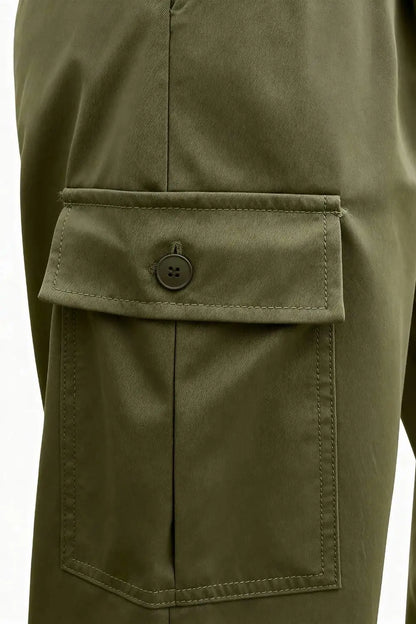 Ruched Wide Leg Pants with Pockets